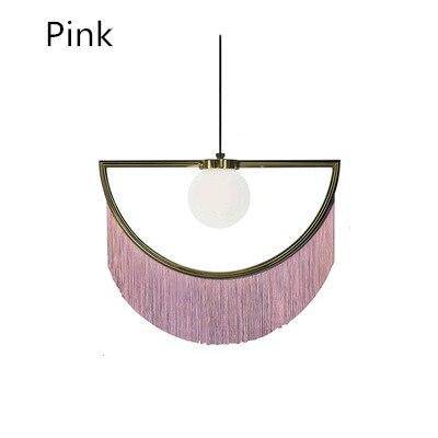 Suspension design LED avec demi-cercle en métal et pendentif coloré - vue 8 sur 11