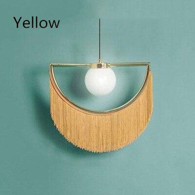 Suspension design LED avec demi-cercle en métal et pendentif coloré - vue 6 sur 11
