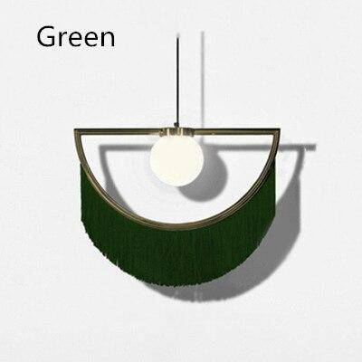 Suspension design LED avec demi-cercle en métal et pendentif coloré - vue 8 sur 11