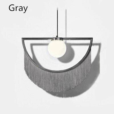 Suspension design LED avec demi-cercle en métal et pendentif coloré - vue 11 sur 11