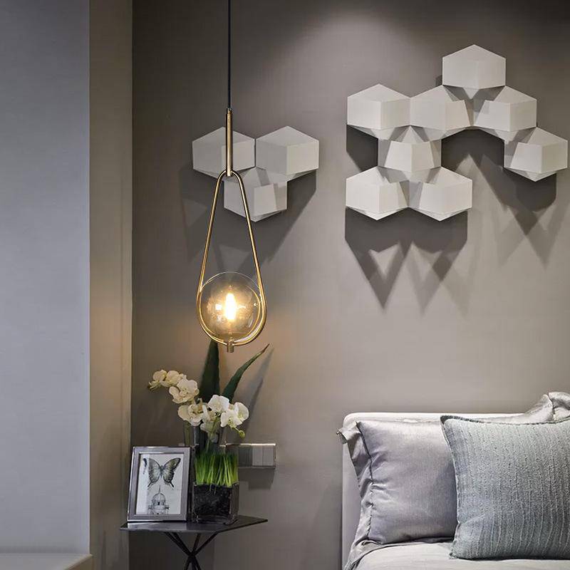 Suspension design LED avec boule en verre et métal Loft - vue 3 sur 7