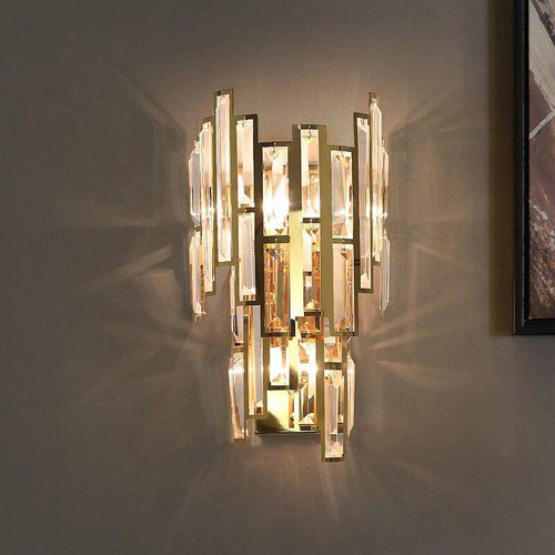 Applique murale design à LED en verre cristal doré - vue 2 sur 4