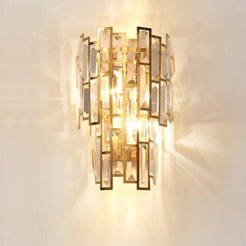 Applique murale design à LED en verre cristal doré - vue 4 sur 4