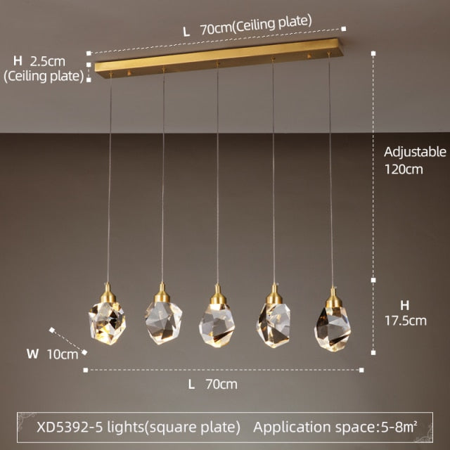 Lustre moderne LED avec larme en cristal Tyana - vue 5 sur 5