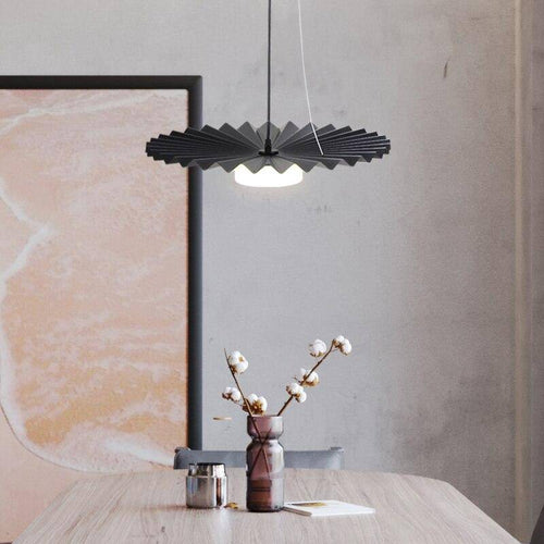 Suspension design à LED en métal plissé noir Loft - vue 2 sur 4