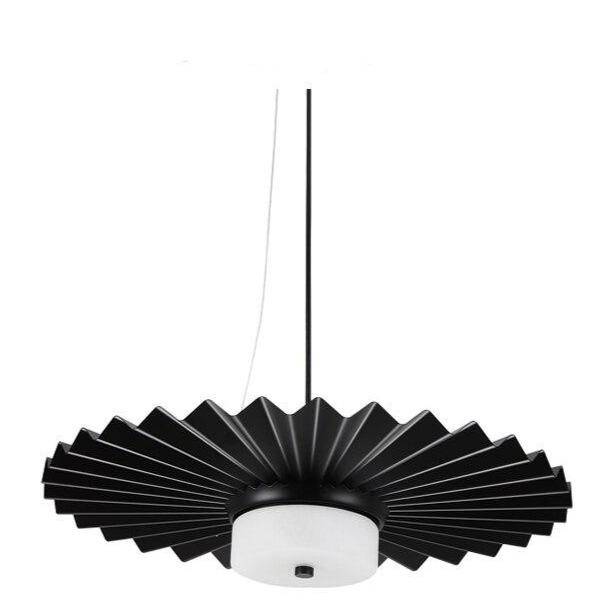 Suspension design à LED en métal plissé noir Loft - vue 4 sur 4