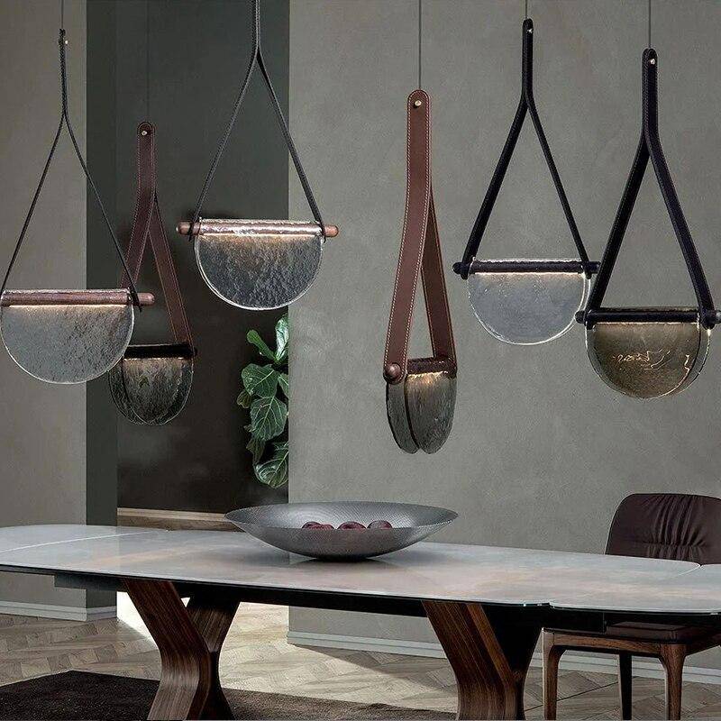 Suspension design LED demi-cercle verre Creative - vue 3 sur 8