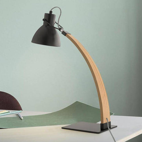 Lampe à poser design LED en bois avec abat-jour en métal Loft - vue 6 sur 6