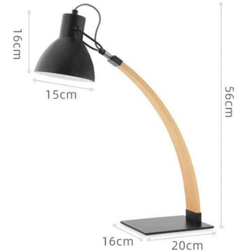 Lampe à poser design LED en bois avec abat-jour en métal Loft - vue 5 sur 6