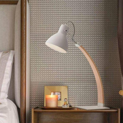 Lampe à poser design LED en bois avec abat-jour en métal Loft - vue 4 sur 6