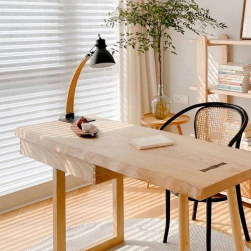 Lampe à poser design LED en bois avec abat-jour en métal Loft - vue 3 sur 6
