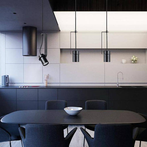 Suspension design à LED avec cylindre en métal au style Industriel - vue 4 sur 14