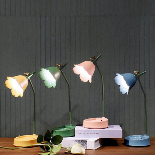 Lampe à poser LED en métal coloré style fleurs - vue 4 sur 7