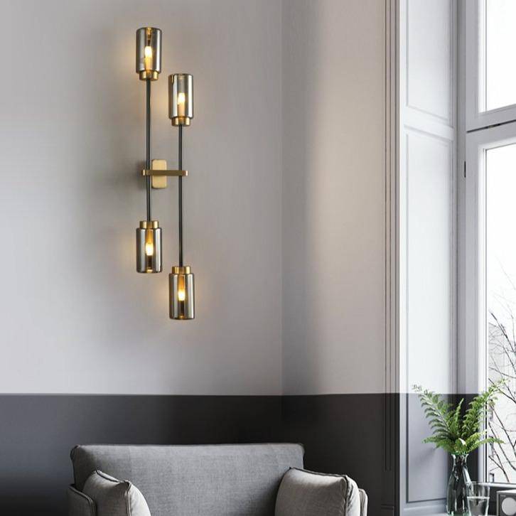 Applique murale design à LED avec abat-jour cylindre en verre Loft - vue 3 sur 6