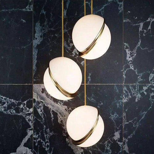 Suspension design à LED demi-sphère en métal blanc style Phube - vue 4 sur 4