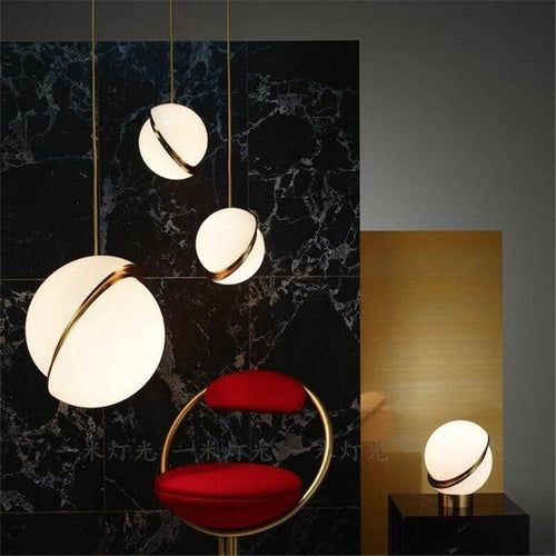 Suspension design à LED demi-sphère en métal blanc style Phube - vue 3 sur 4