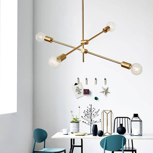 Lustre design à LED en tubes dorés Loft - vue 6 sur 10