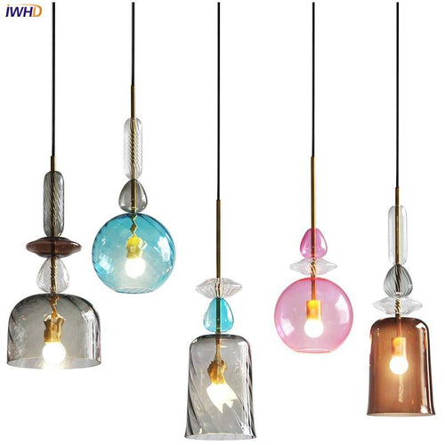 Suspension design à LED avec abat-jour en verre coloré style brossé Coffee - vue 5 sur 11