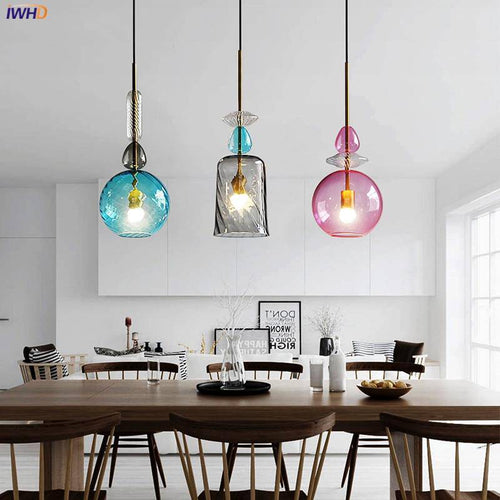 Suspension design à LED avec abat-jour en verre coloré style brossé Coffee - vue 4 sur 11