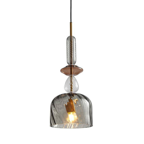Suspension design à LED avec abat-jour en verre coloré style brossé Coffee - vue 10 sur 11