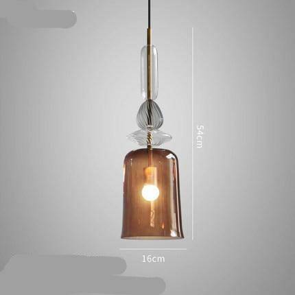 Suspension design à LED avec abat-jour en verre coloré style brossé Coffee - vue 7 sur 11