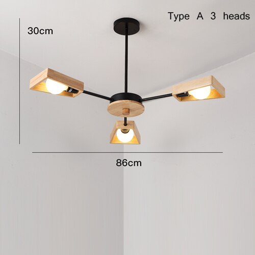 Lustre scandinave LED avec lampes en bois Rauwl - vue 5 sur 12
