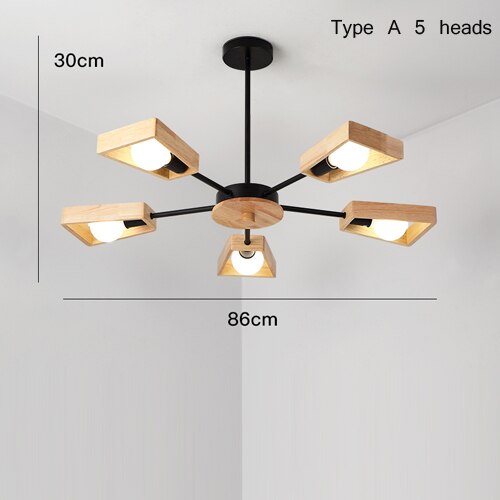 Lustre scandinave LED avec lampes en bois Rauwl - vue 6 sur 12