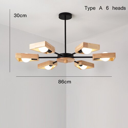Lustre scandinave LED avec lampes en bois Rauwl - vue 7 sur 12