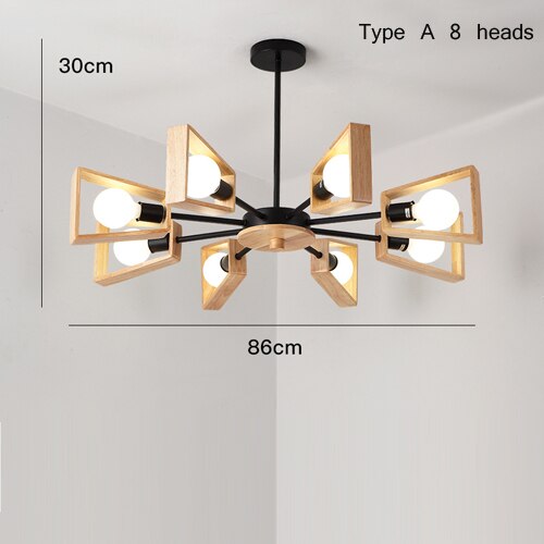 Lustre scandinave LED avec lampes en bois Rauwl - vue 8 sur 12