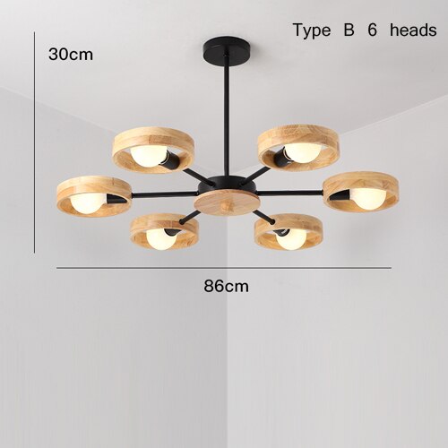 Lustre scandinave LED avec lampes en bois Rauwl - vue 11 sur 12