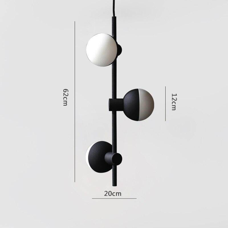 Suspension moderne à LED en métal noir avec trois boules en verre Chandelier - vue 4 sur 5