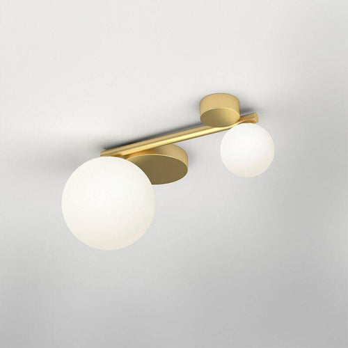 Plafonnier design à LED en métal doré et boules en verre style géométrique - vue 6 sur 5