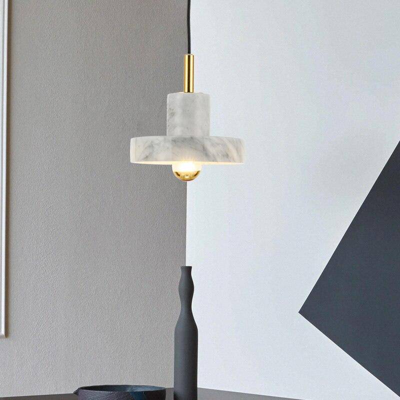 Suspension en marbre blanc à LED avec abat-jour design - vue 4 sur 5