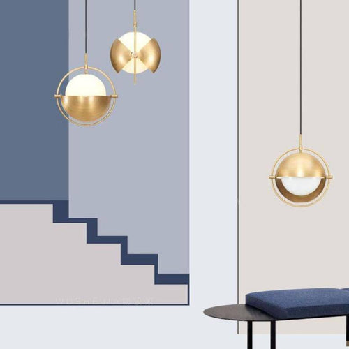 Suspension design à LED avec abat-jour en métal doré style Ball - vue 2 sur 7