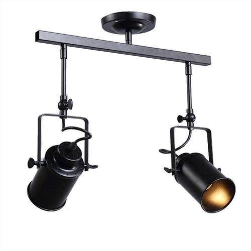 Lustre rétro à LED en métal noir avec plusieurs spots cylindres Loft - vue 4 sur 8