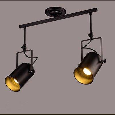 Lustre rétro à LED en métal noir avec plusieurs spots cylindres Loft - vue 8 sur 8