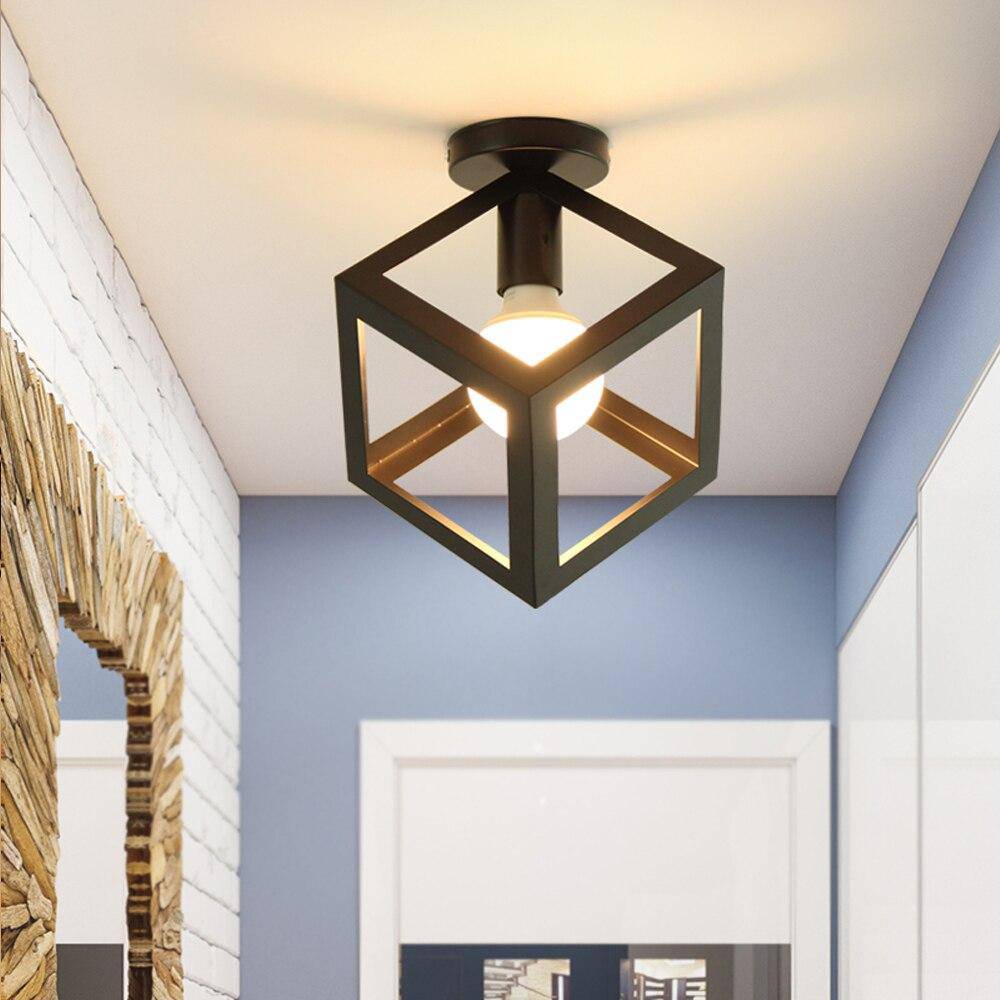 Plafonnier design à LED avec cage en métal coloré Loft - vue 4 sur 11