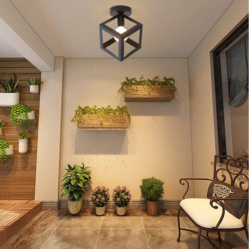 Plafonnier design à LED avec cage en métal coloré Loft - vue 3 sur 11