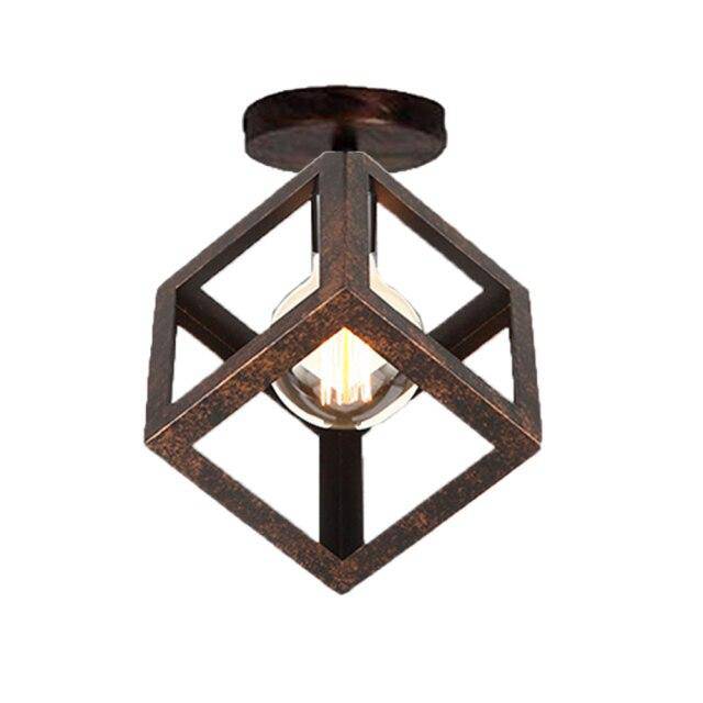 Plafonnier design à LED avec cage en métal coloré Loft - vue 6 sur 11