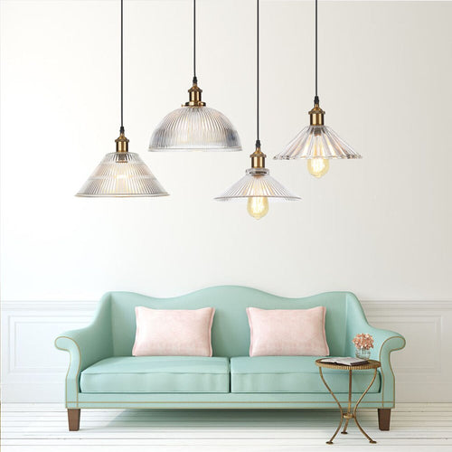 Suspension vintage LED avec abat-jour en verre Bertha - vue 2 sur 25