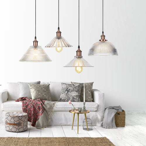 Suspension vintage LED avec abat-jour en verre Bertha - vue 5 sur 25