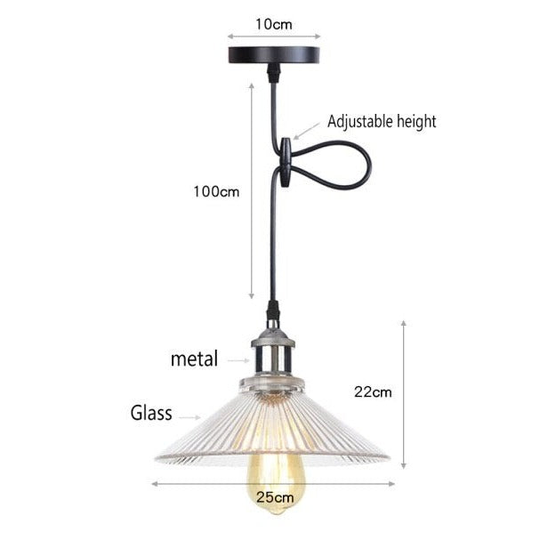 Suspension vintage LED avec abat-jour en verre Bertha - vue 6 sur 25