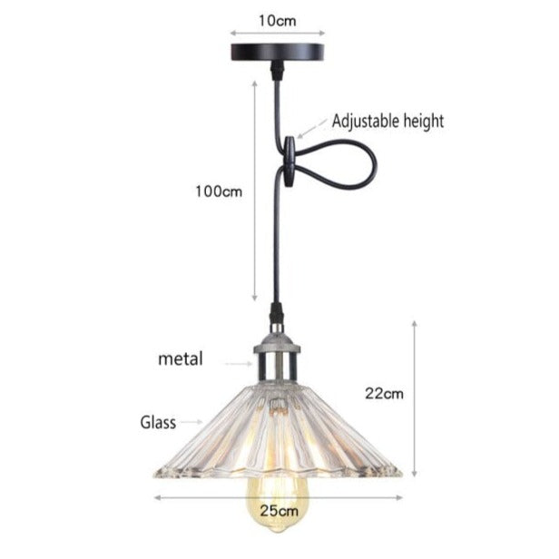 Suspension vintage LED avec abat-jour en verre Bertha - vue 11 sur 25