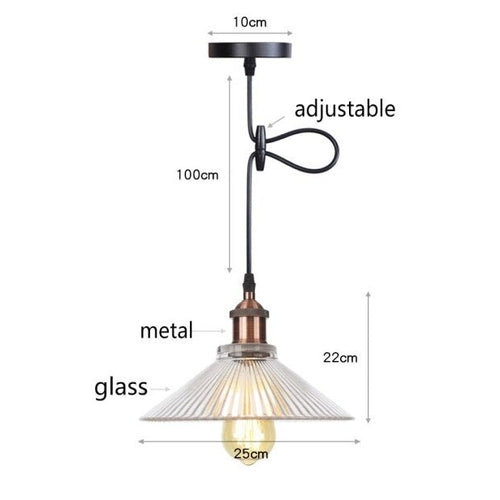 Suspension vintage LED avec abat-jour en verre Bertha - vue 12 sur 25