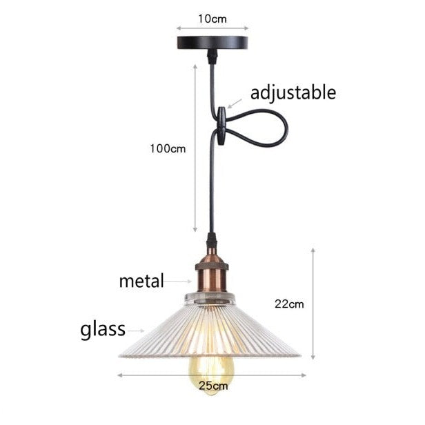 Suspension vintage LED avec abat-jour en verre Bertha - vue 12 sur 25