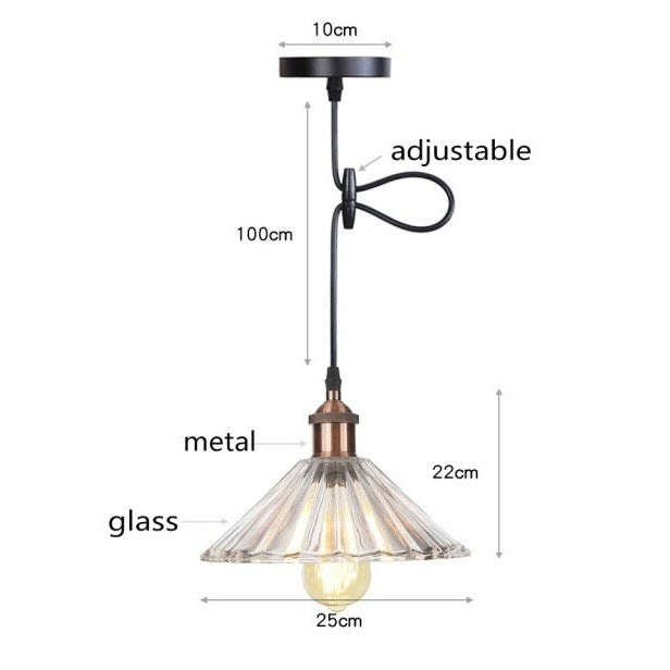 Suspension vintage LED avec abat-jour en verre Bertha - vue 7 sur 25