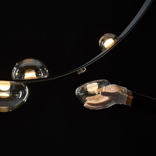Lustre design en verre et métal Luna - vue 6 sur 7