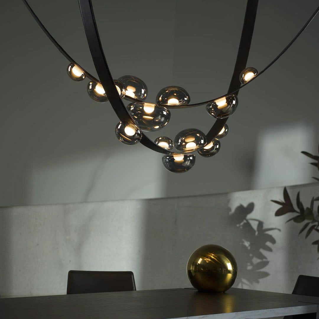 Lustre design en verre et métal Luna - vue 2 sur 7