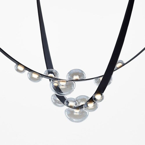 Lustre design en verre et métal Luna - vue 2 sur 7