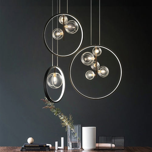 Suspension moderne LED avec anneau et bulles en verre Cala - vue 6 sur 7